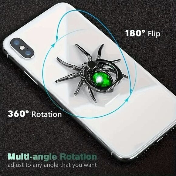 Emerald Green Crystal Diamond 360 Rotating Spider Cell Phone Ring Stand Holder - Picture 4 of 6